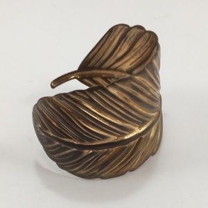 Vintage Metal Feather Statement Bracelet